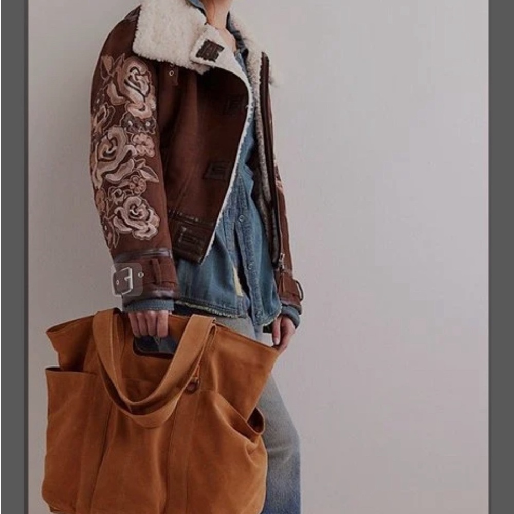 Gorgeous, Free People Suede Caravan Tote bag in Cognac❤️ NWT 🔥HP - Picture 4 of 9